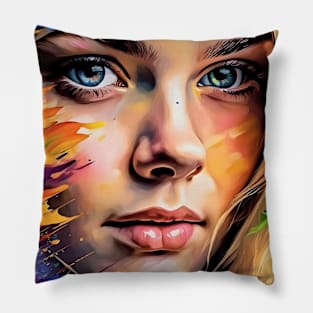 Poster with Elle Fanning`s face Pillow