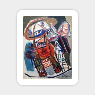 Woman and dog on the street - Karel Appel Magnet