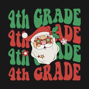 Christmas Teacher 4th Grade Santa Hat Back To School T-Shirt