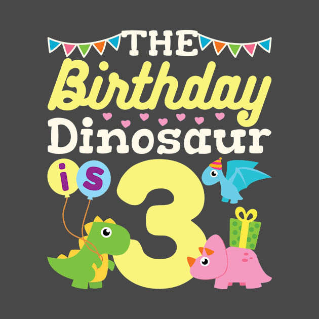 Kids Dinosaur Birthday Shirt - 3rd Birthday by redbarron