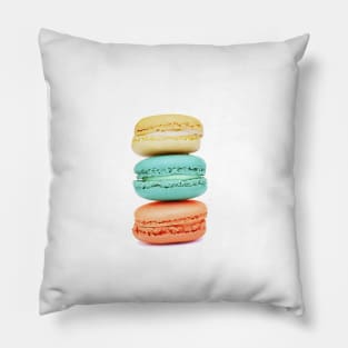 Stack of Macarons - Coral Aqua and Yellow Pillow