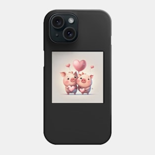 Valentines Pigs in Love Phone Case