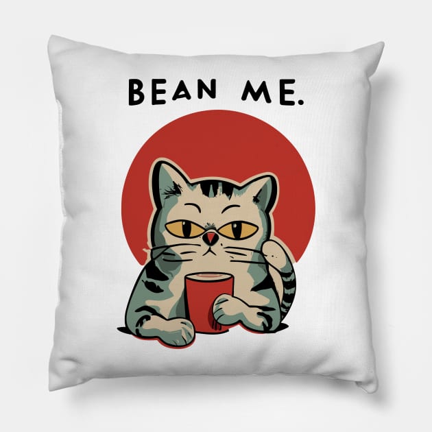 bean me  - tired cat and coffee Pillow by Kingrocker Clothing