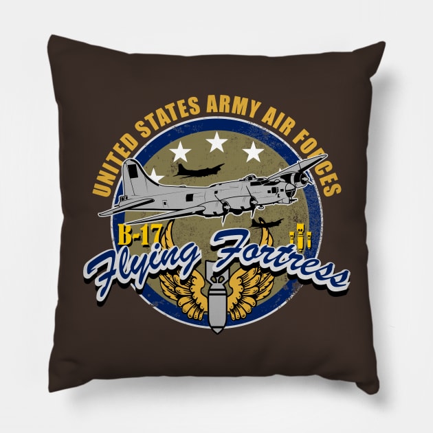 B-17 Flying Fortress (distressed) Pillow by TCP