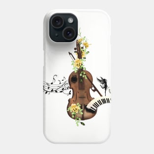 Wondeful violin with piano and flowers Phone Case