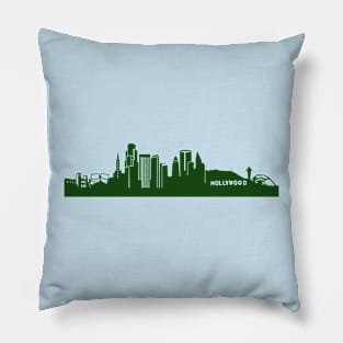 LOS ANGELES skyline in forest green Pillow