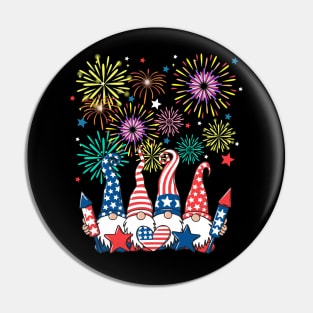 4th Of July Patriotic Gnomes Sunglasses American Fireworks Pin