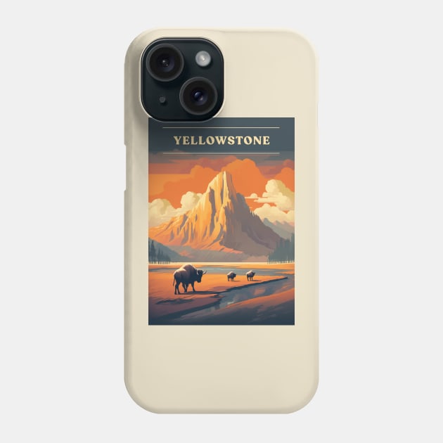 Yellowstone Phone Case by Retro Travel Design