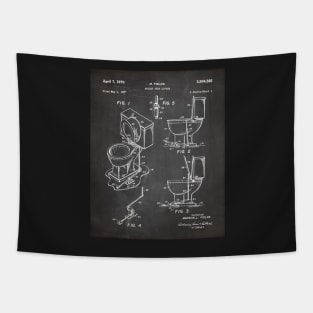 Toilet Seat Patent - Housewarming Bathroom Art - Black Chalkboard Tapestry