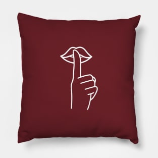 Hand drawn cute white shhh sign Pillow