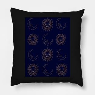 Sun and moon pattern print Pillow