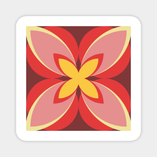 Red, Pink and Yellow Modern Frangipani Magnet