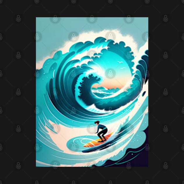 Surfer riding a wave by ArtFactoryAI