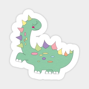 little green dinosaur with colorful dots Magnet