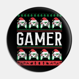 Gamer Christmas Pajama Game Controller Santa Hat Video Gaming Ugly Christmas Sweater Pin