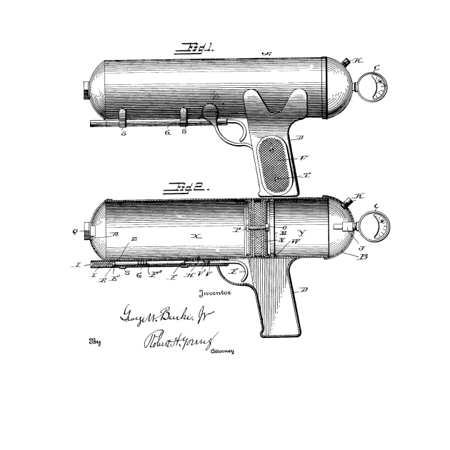 Fire Extinguisher Vintage Patent Hand Drawing by TheYoungDesigns