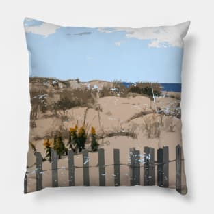 Lispe Beach Dune with Fence Pillow