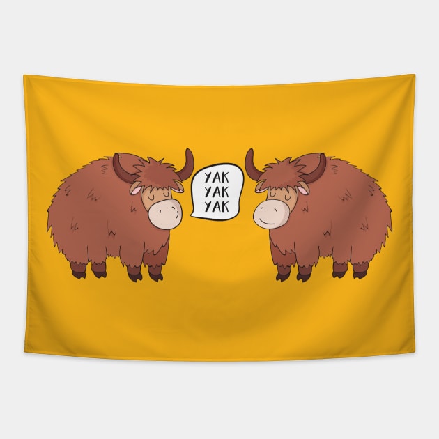 Yak Yak Yak- Funny Yaks Talking Gift Tapestry by Dreamy Panda Designs