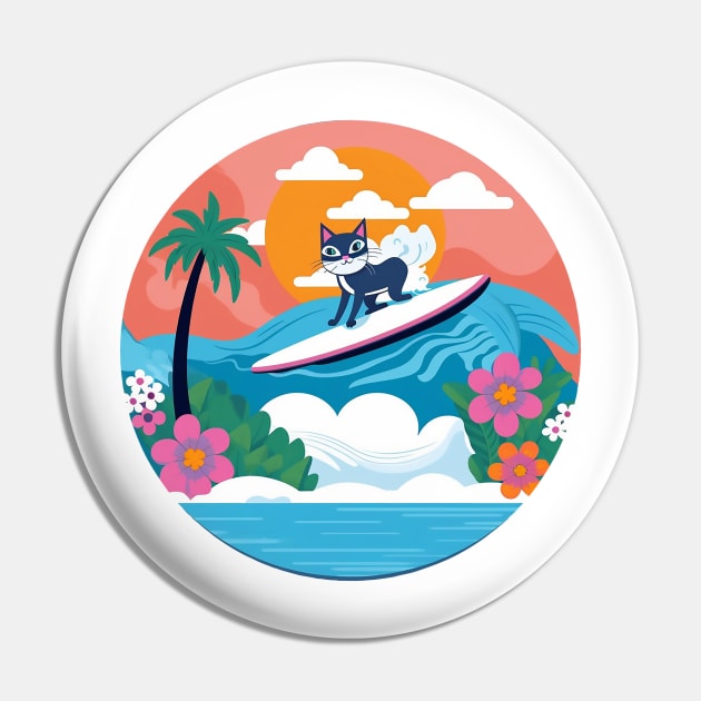 Surfing Shag Kitty Pin by Kona Cat Creationz