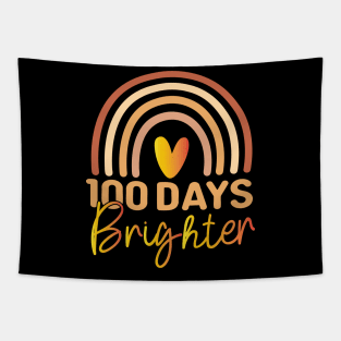 100 Days Brighter 100th Day of School Teachers kids Rainbow Tapestry