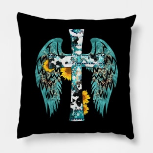 Gemstone Faith Cross Wings Design Pillow