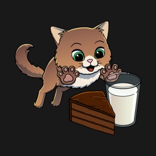 Norwegian Forest Cat excited to have Chocolate Cake with Milk T-Shirt