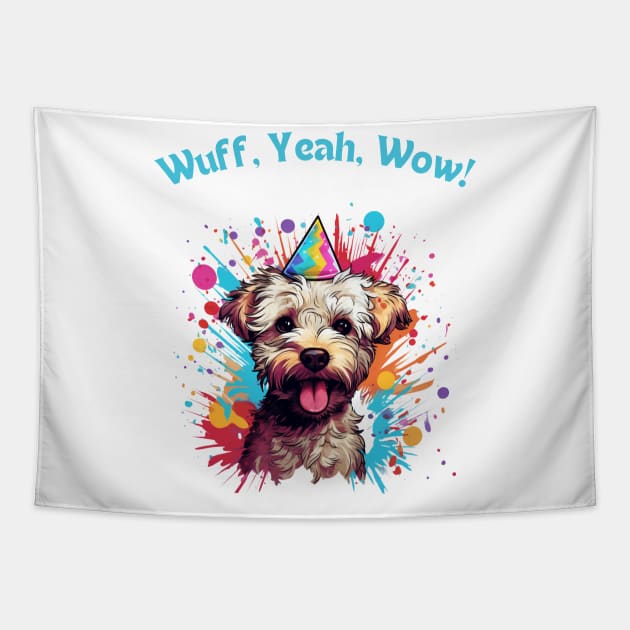 Woofy Adventure - Funny Dog Design Tapestry by NedisDesign