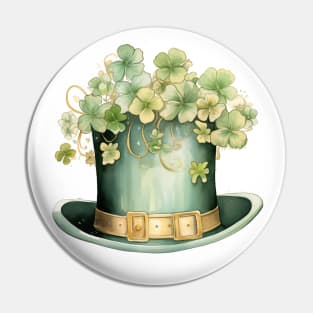 Gold and Green Leprechaun Top Hat with Clover Pin