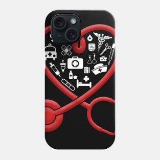 Nurse Valentine_s Day Heart Stethoscope Phone Case