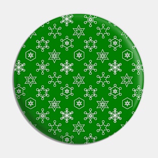 Assorted Snowflakes on Green Pin