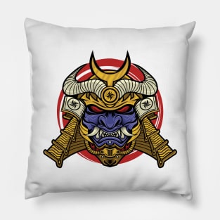 Samurai With Oni Mask Pillow