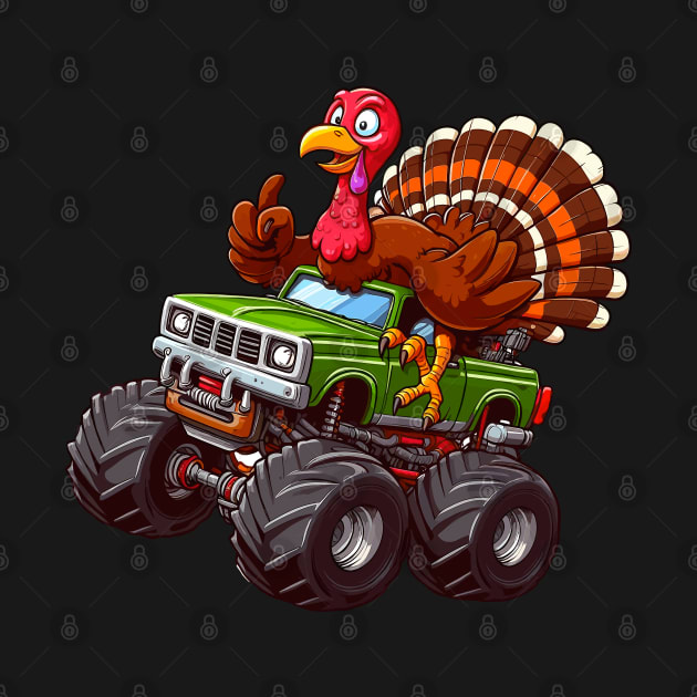 Disover Funny Thanksgiving Turkey Monster Truck - Thanksgiving Turkey Day - T-Shirt