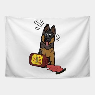 Funny guard Dog spilled BBQ sauce Tapestry
