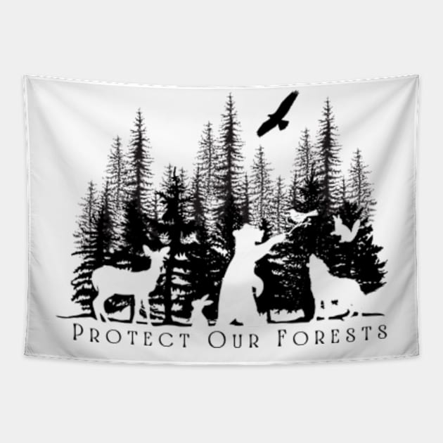 Protect Our Forests Tapestry by Puddle Lane Art