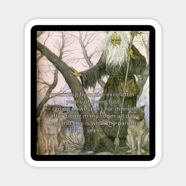 meme wizard post art funny magic quote Magnet by GoldenHoopMarket