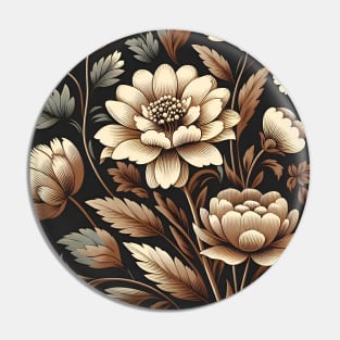 Beige Floral Illustration Pin