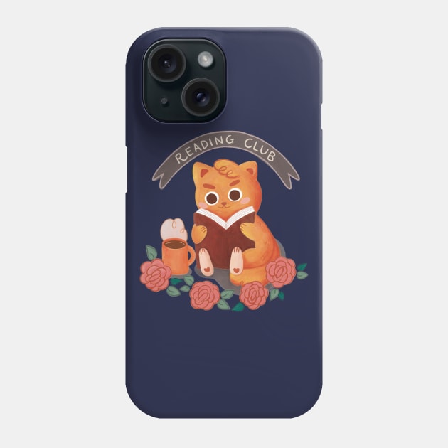 Cozy Cat Reading Phone Case by awesomesaucebysandy