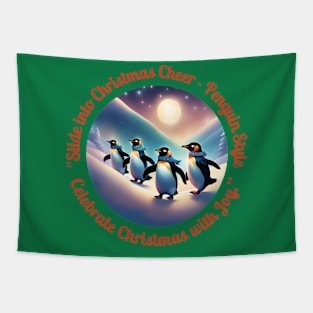 "Penguin Pals Parade: A Chilly Christmas Bash!" Tapestry