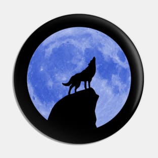 Wolf Howling at a Blue Moon Pin