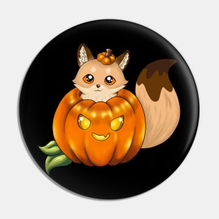 Sunny the Fox in a Cute Jack o’ Lantern Pin