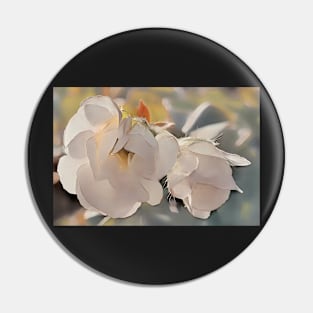 Retro white geranium blooms Pin