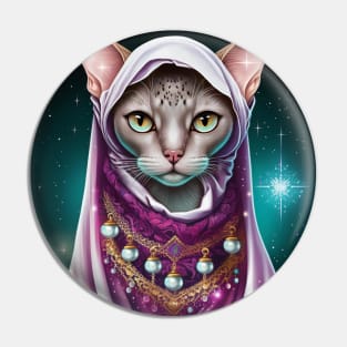 Devoting Abyssinian Cat Pin