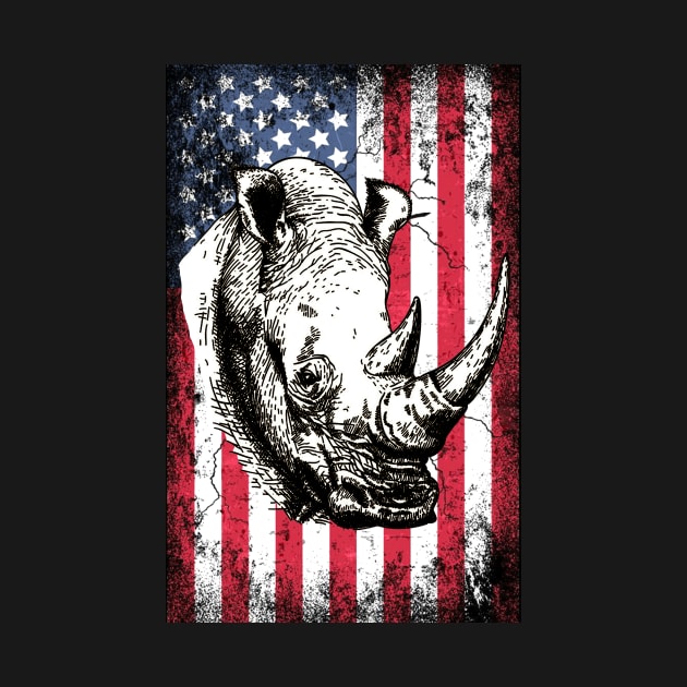 Patriotic Rhinoceros American Flag by Sinclairmccallsavd