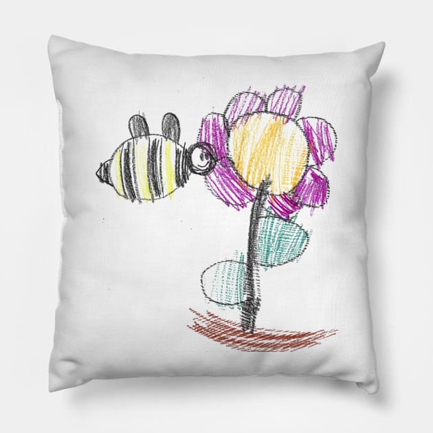 bumble bee with flower Pillow by OMEGAFIRESTUDIOS