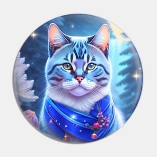 British Shorthair cat in a vivid winter Pin