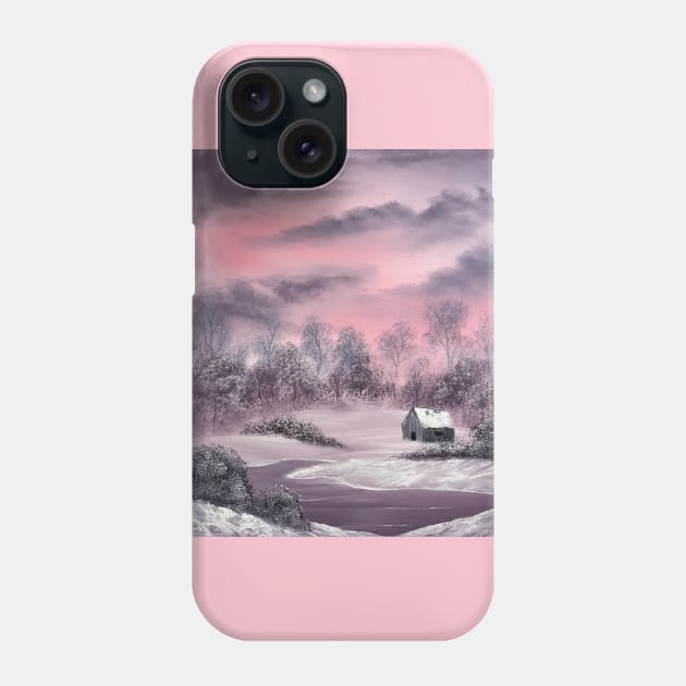 Pink Winter Painting Phone Case by J&S mason