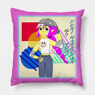 Yuri Marzipan the Oni - Cool Gal (fuschia and yellow) Pillow