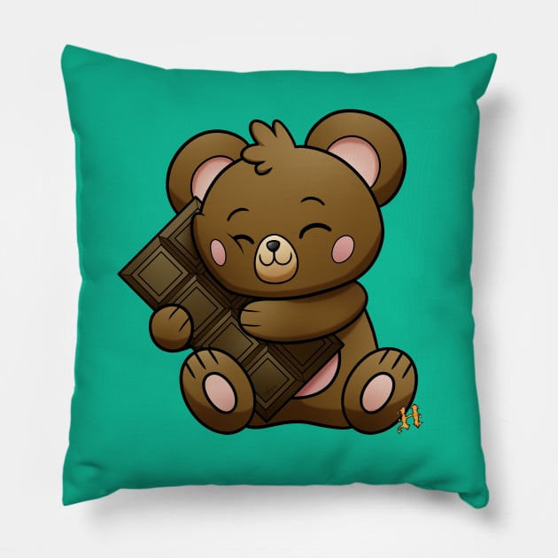 sweet milk chocolate teddy Pillow by Hymper