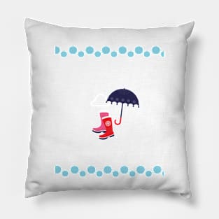 Umbrella Rain Boots Playful Rainy Essentials Pillow