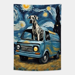 Great Dane Dog Breed Painting in a Van Gogh Starry Night Art Style Tapestry